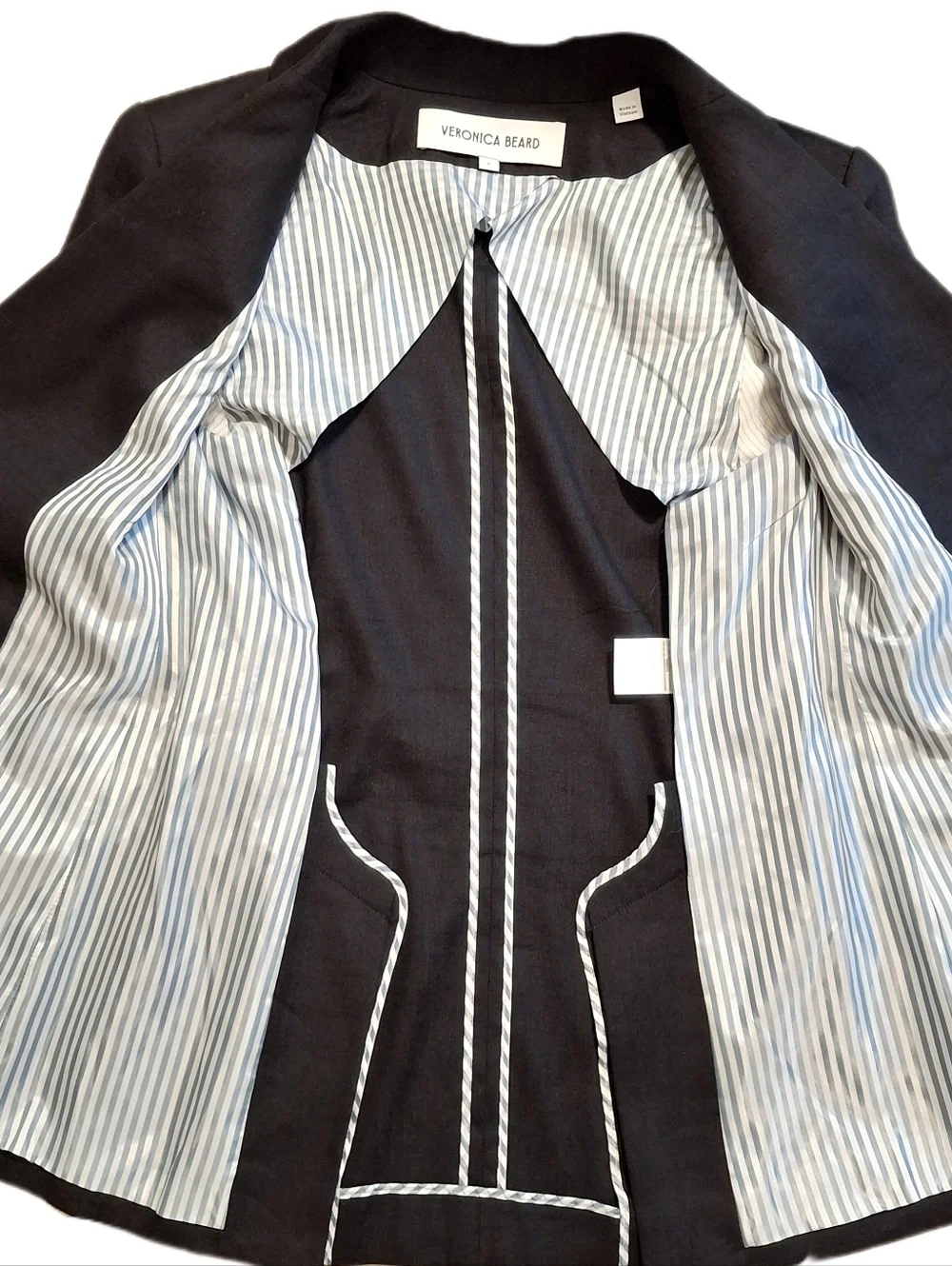 SOLD Veronica Beard 0 Black Didion Blazer Stretch-Linen Jacket - Picture 10 of 12